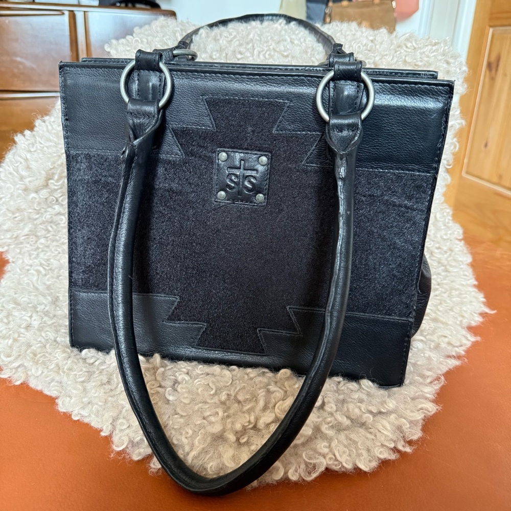 Black leather cowhide western bag
